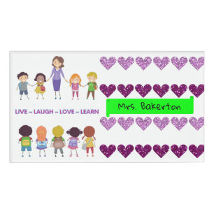 Live ~ Laugh ~ Love ~ Learn School Teacher Name Tag