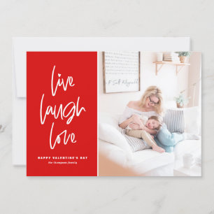 Live Laugh Love Lettering Red Valentine's Day Holiday Card