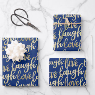 Live Laugh Love Lettering Wrapping Paper Sheet