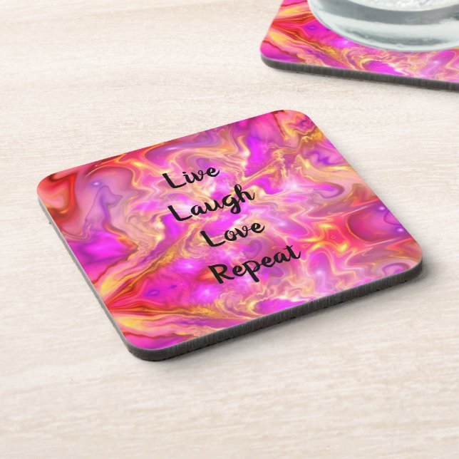 Live Laugh Love Marble Set of 6 Drink Coasters (Left Side)