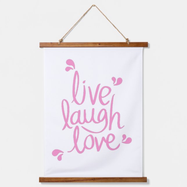 Live Laugh Love Motivational Quote Hanging Tapestry (Front)