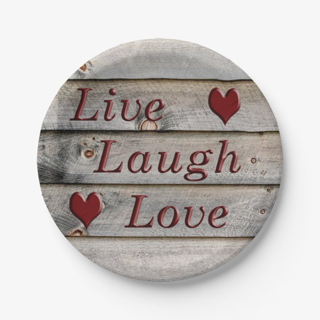 Live Laugh Love on the side of a barn Paper Plate (Front)