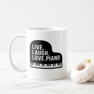 Live Laugh Love Piano Grand Piano Pianist Quote  Coffee Mug