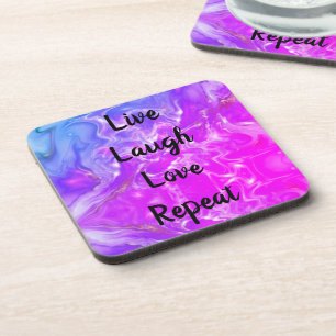 Live Laugh Love Purple Marble Coaster