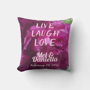 Live Laugh Love Purple Peony Cushion