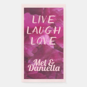 Live Laugh Love Purple Peony Floral Napkin