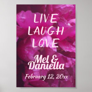 Live Laugh Love Purple Peony Wedding Poster