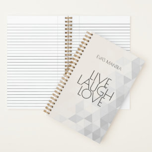 LIVE LAUGH LOVE Quote Grey Tan Custom Modern Notebook