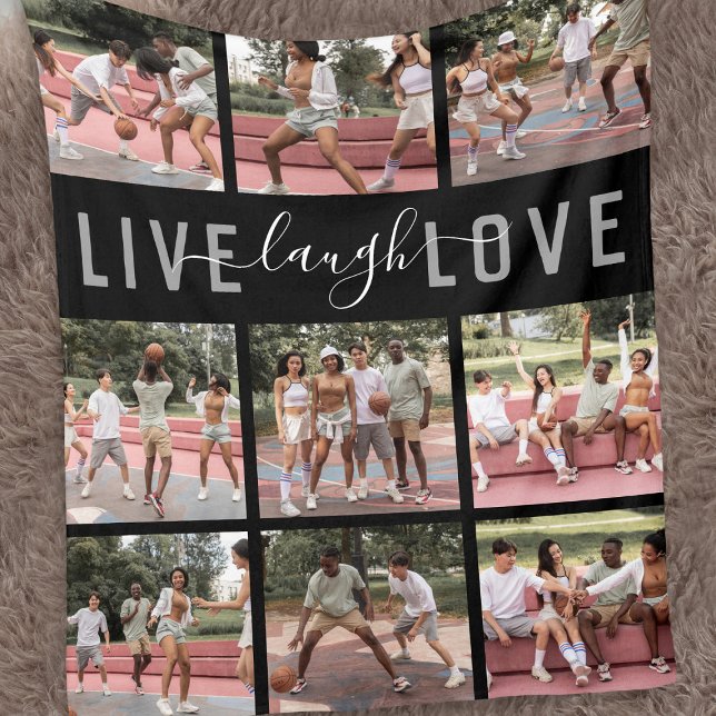 Live Laugh Love Quote Photo Collage Fleece Blanket (Creator Uploaded)
