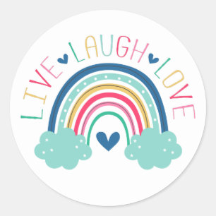 LIVE LAUGH LOVE Rainbow Classic Round Sticker