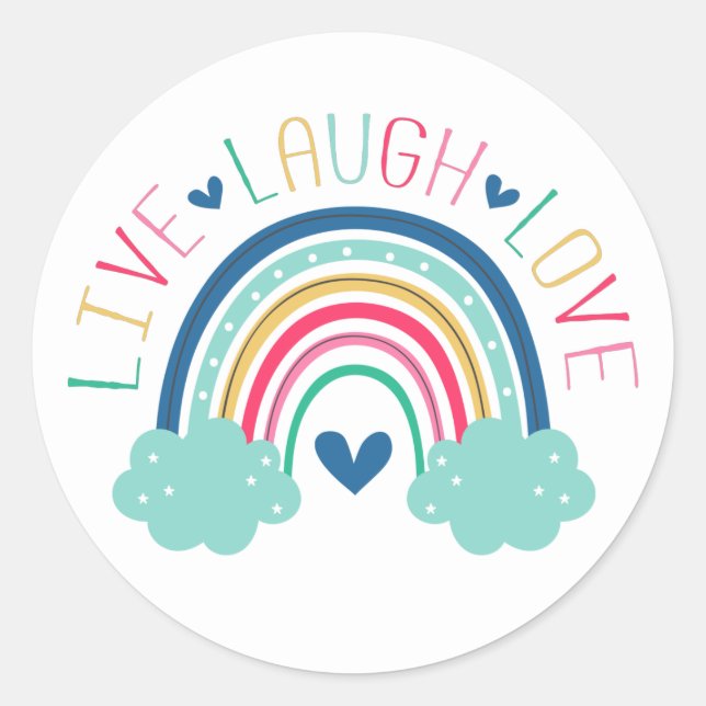 LIVE LAUGH LOVE Rainbow Classic Round Sticker (Front)