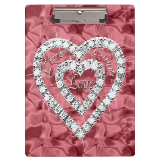 Live Laugh Love Red Diamond Hearts Clipboard (Front)