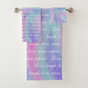 Live laugh love rinse repeat mermaid rainbow bath towel set