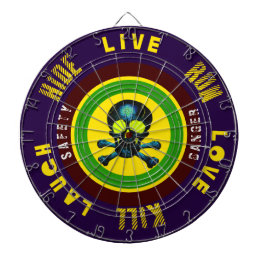 Live Laugh Love Run Kill Hide Blue Skull Dartboard