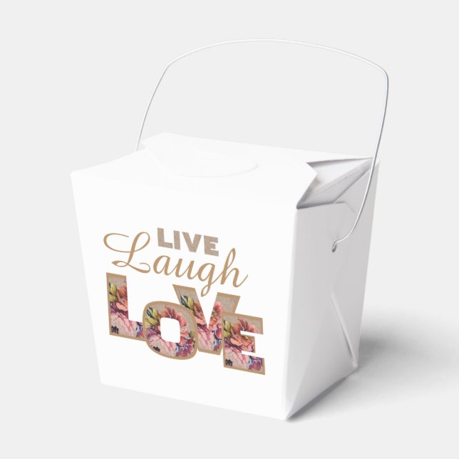 Live, Laugh, Love Rustic Floral Letters Favour Box (Front Side)