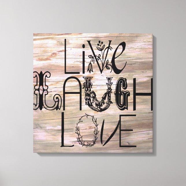 Live laugh love rustic wooden sign wall canvas (Front)