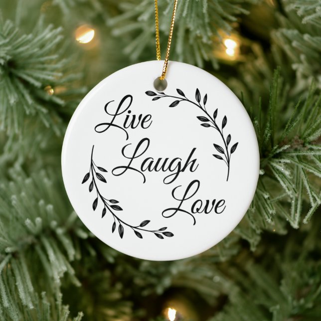Live Laugh Love Script Ceramic Tree Decoration (Tree)