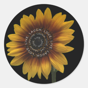 Live Laugh Love sunflower design Classic Round Sticker