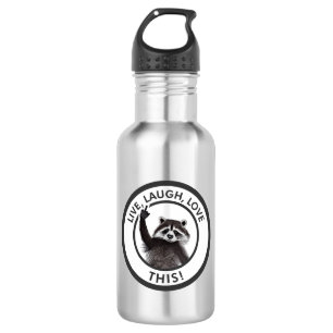 Live Laugh Love This Funny Racoon 532 Ml Water Bottle