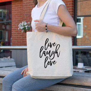 Live Laugh Love - Trendy Typography Tote Bag