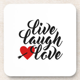Live Laugh Love Valentine Calligraphy Coaster