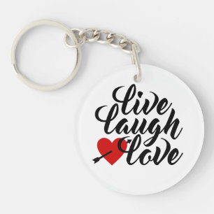 Live Laugh Love Valentine Calligraphy   Keychain