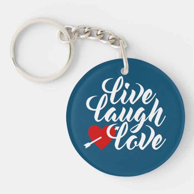 Live Laugh Love Valentine Calligraphy | Keychain (Front)
