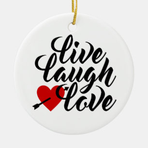 Live Laugh Love Valentine Calligraphy Ornament