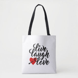 Live Laugh Love Valentine Calligraphy Tote Bag