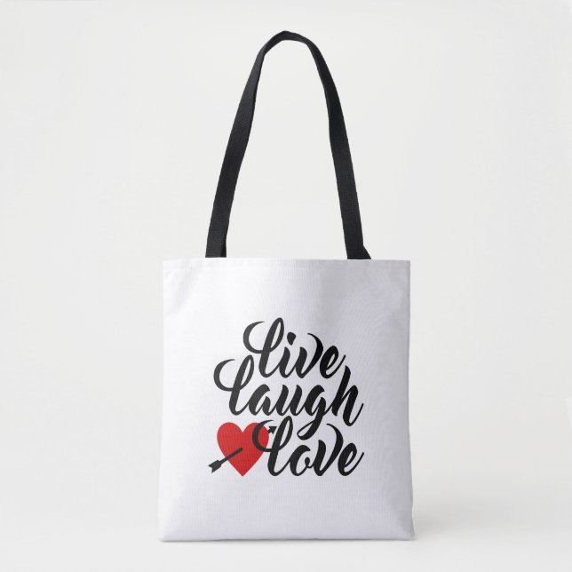 Live Laugh Love Valentine Calligraphy | Tote Bag (Front)