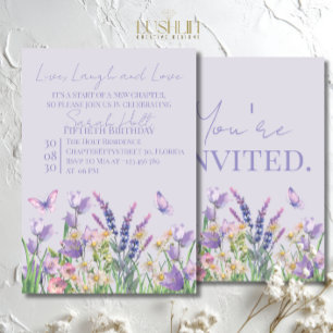 Live, Laugh & Love Watercolor Flower Birthday Invitation