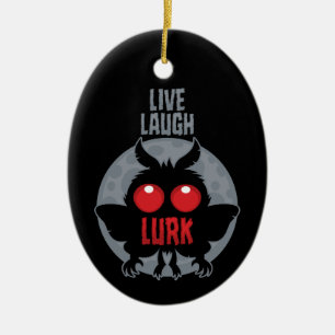 Live Laugh Lurk Mothman Cryptid Ceramic Tree Decoration
