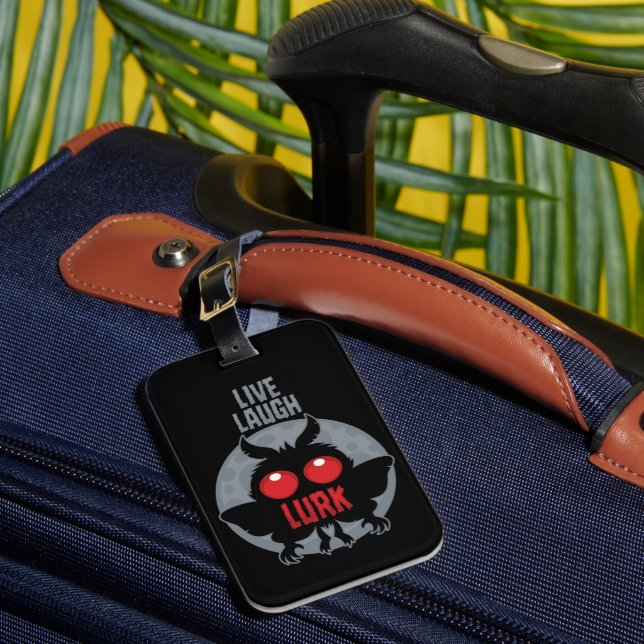 Live Laugh Lurk Mothman Cryptid Luggage Tag (Front Insitu 1)