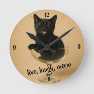Live laugh meow - Funny Cat Round Clock