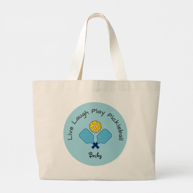 Live Laugh Play Pickleball Tote Bag (Back)