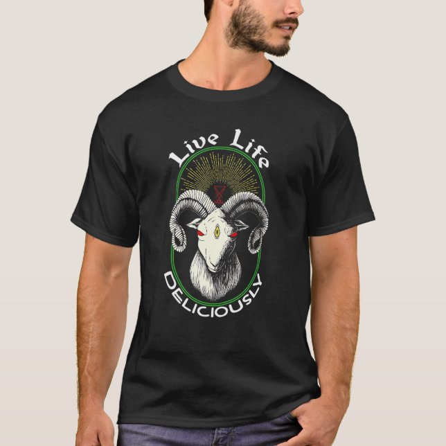 Live Life Deliciously Lucifer Baphomet T-Shirt (Front)