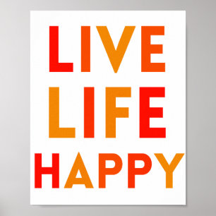 Live Life Happy, Colorful Nursery Kids Wall Art