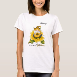 "Live Life in Full Bloom" Gnome/Sunflowers Women's T-Shirt