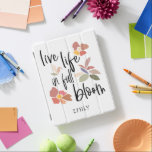 Live Life in Full Bloom Motivational Quote iPad Cover<br><div class="desc">An uplifting message with this modern design with simplistic leaves and florals in a mix of pretty pastel colours and elegant black typography Live Life In Full Bloom on a white background which can be changed to another if you so wish. Easily personalise with your name.</div>