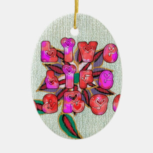 "Live Life Large" Art Print Ceramic Tree Decoration