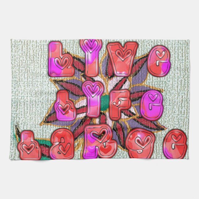 "Live Life Large" Art Print Tea Towel (Horizontal)