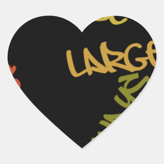 Live Life Large Word Art Print Heart Sticker (Front)