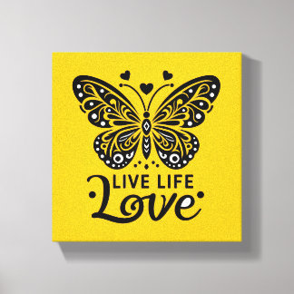 Live Life Love Butterfly Canvas Wall Art
