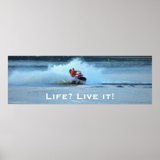 Live Life Motivational Jet-ski Summer Sports Art Poster (Front)