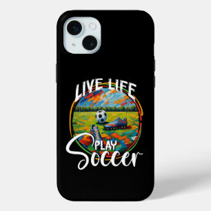 Live Life Play Soccer, Football Player Ball Sports iPhone 15 Mini Case