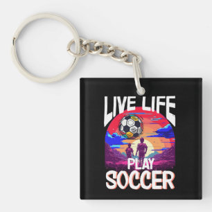 Live Life Play Soccer, Football Player Key Ring