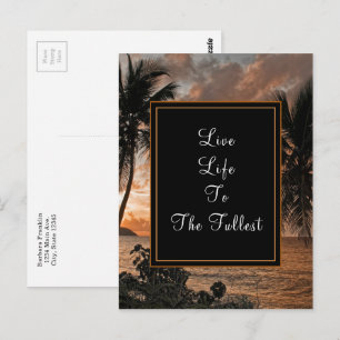Live Life To Fullest Tropical Beach Personalise Postcard