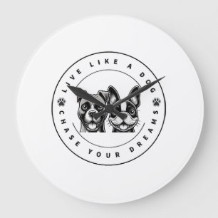 Live Like a Dog Chase Your Dreams (2) Large Clock