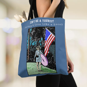 Live Like a Local Retro Travel Tote Bag