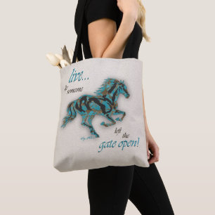 Live Like Someone Left The Gate Open, Horse Tote Bag